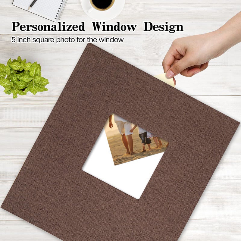 potricher Linen Hardcover Photo Album 4x6 600 Photos Large Capacity for Family Wedding Anniversary Baby Vacation (Brown, 600 Pockets) - Image 2